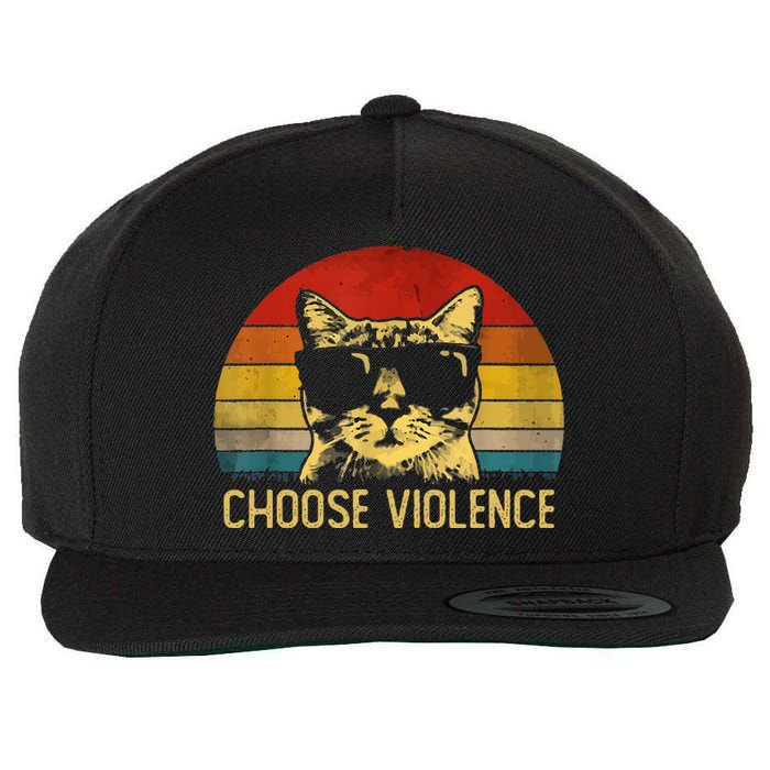 Choose Violence Cat Vintage Wool Snapback Cap