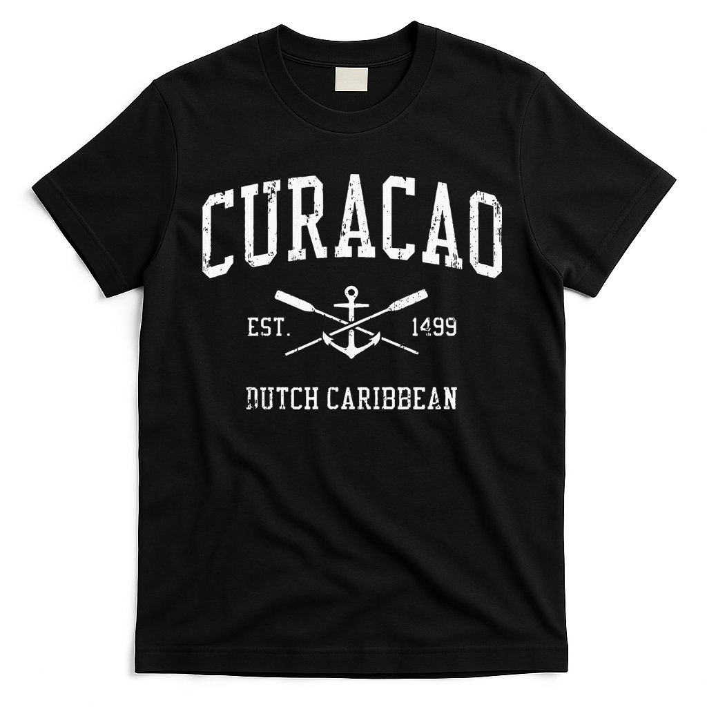 Curacao Vintage Crossed Oars & Boat Anchor Sports T-Shirt