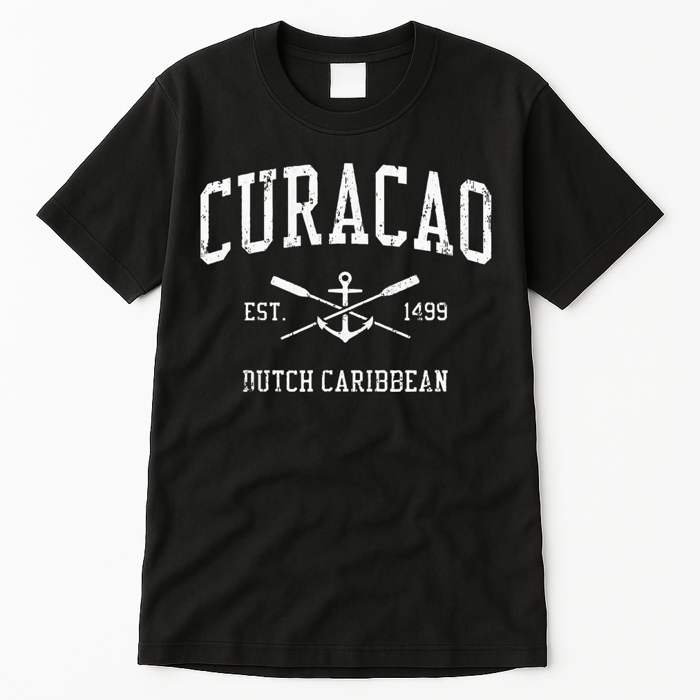 Curacao Vintage Crossed Oars & Boat Anchor Sports Tall T-Shirt
