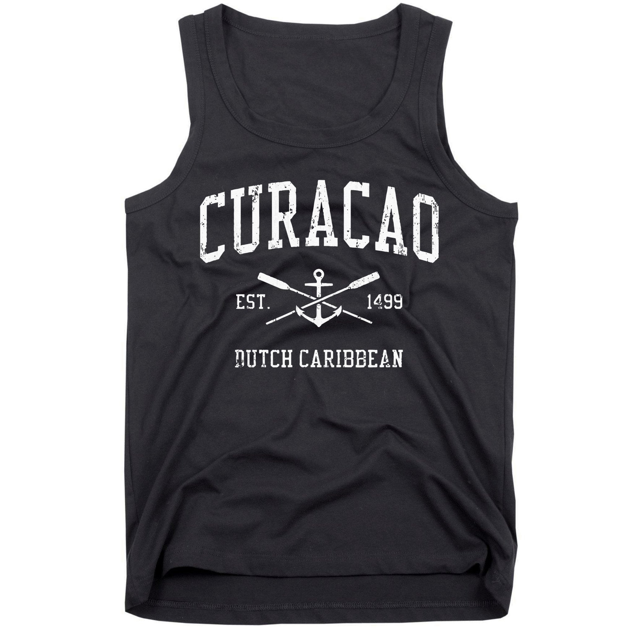 Curacao Vintage Crossed Oars & Boat Anchor Sports Tank Top