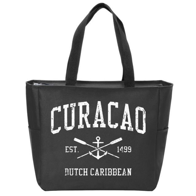 Curacao Vintage Crossed Oars & Boat Anchor Sports Zip Tote Bag