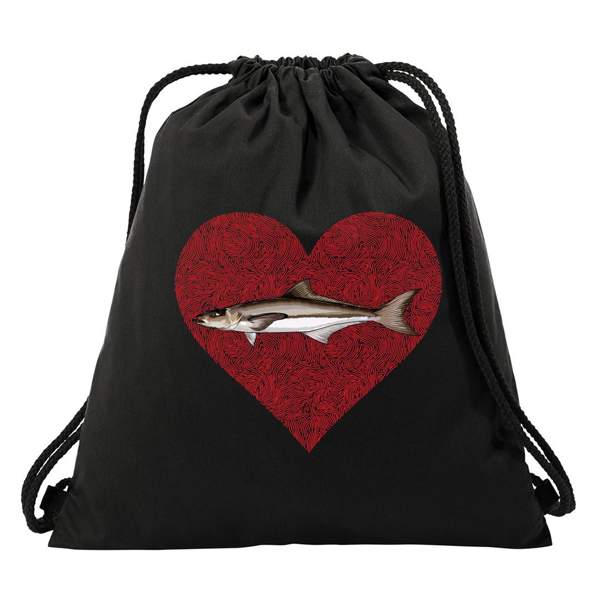 Cobia Valentines Day Fish Love Fingerprint Gift Drawstring Bag