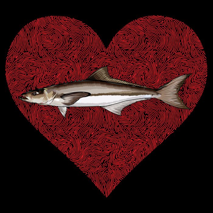 Cobia Valentines Day Fish Love Fingerprint Gift Drawstring Bag