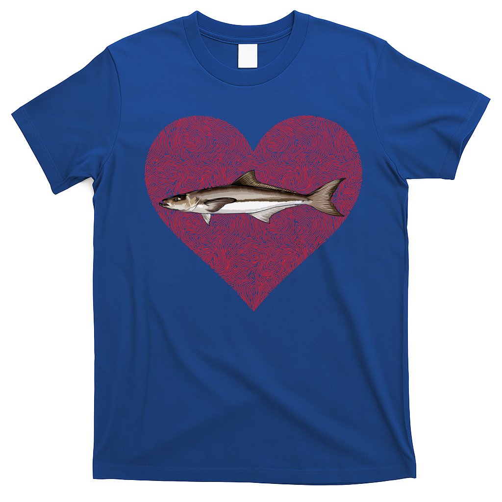 Cobia Valentines Day Fish Love Fingerprint Gift T-Shirt