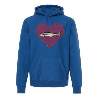 Cobia Valentines Day Fish Love Fingerprint Gift Premium Hoodie