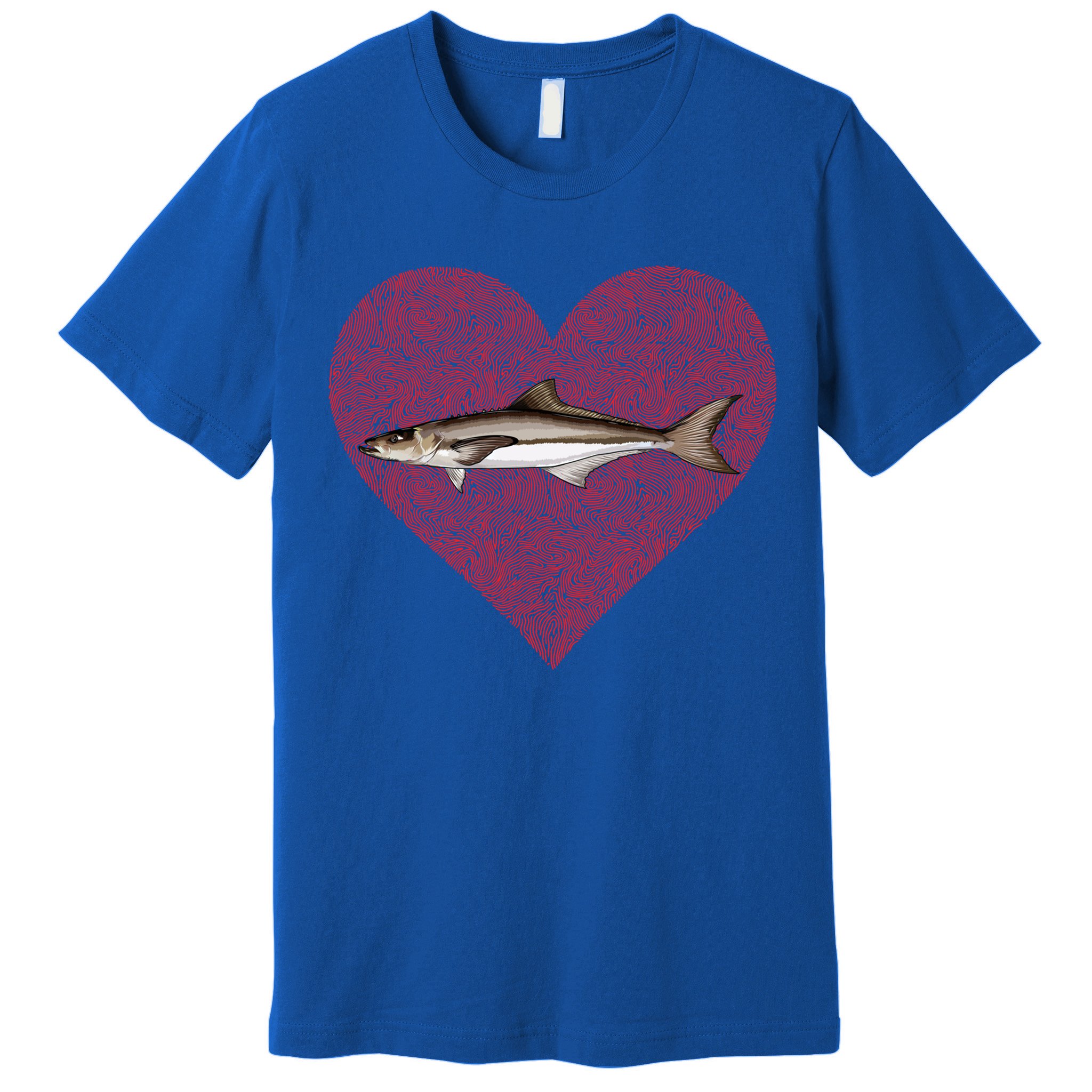 Cobia Valentines Day Fish Love Fingerprint Gift Premium T-Shirt