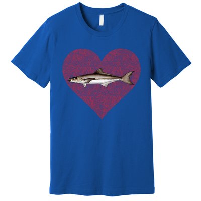 Cobia Valentines Day Fish Love Fingerprint Gift Premium T-Shirt