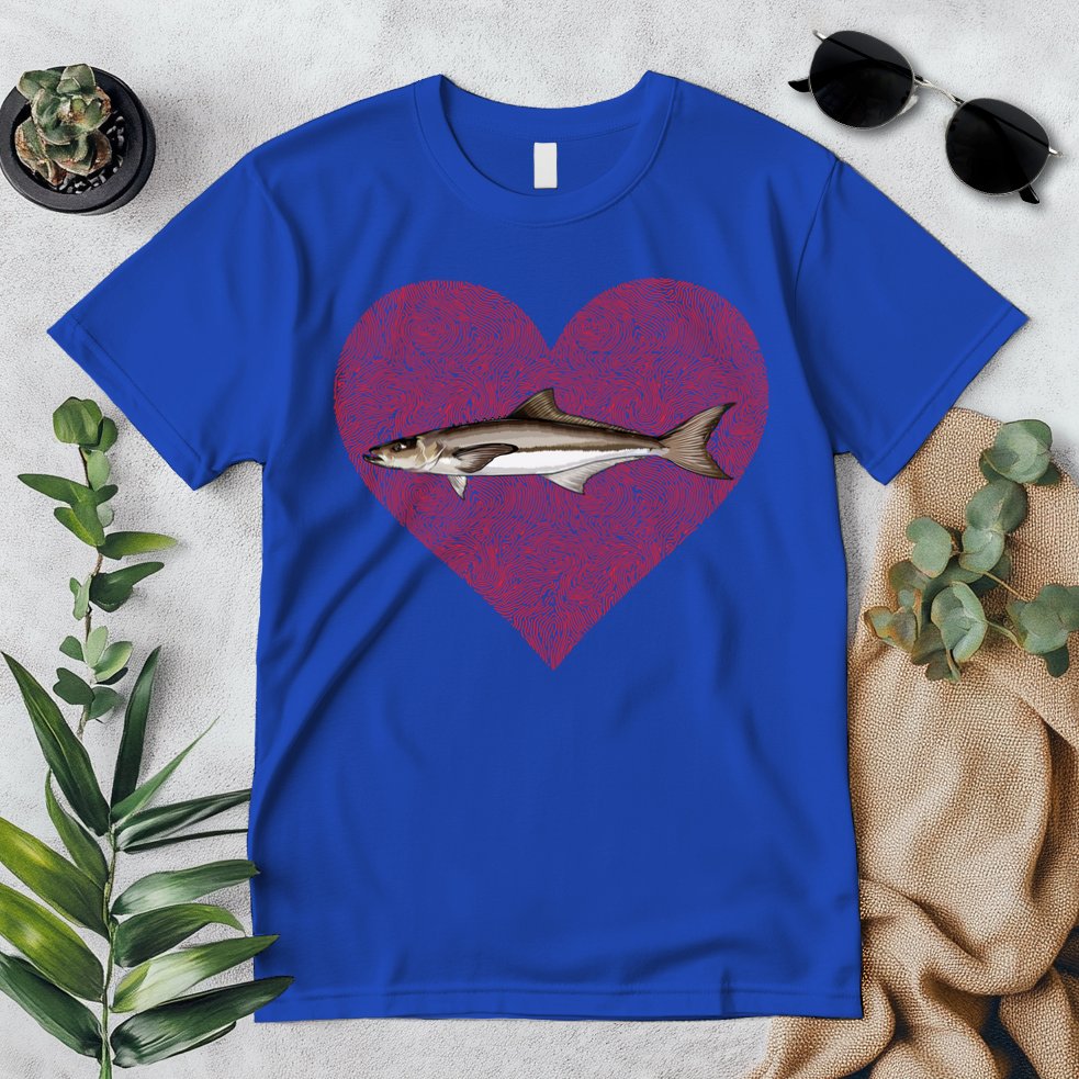 Cobia Valentines Day Fish Love Fingerprint Gift Premium T-Shirt