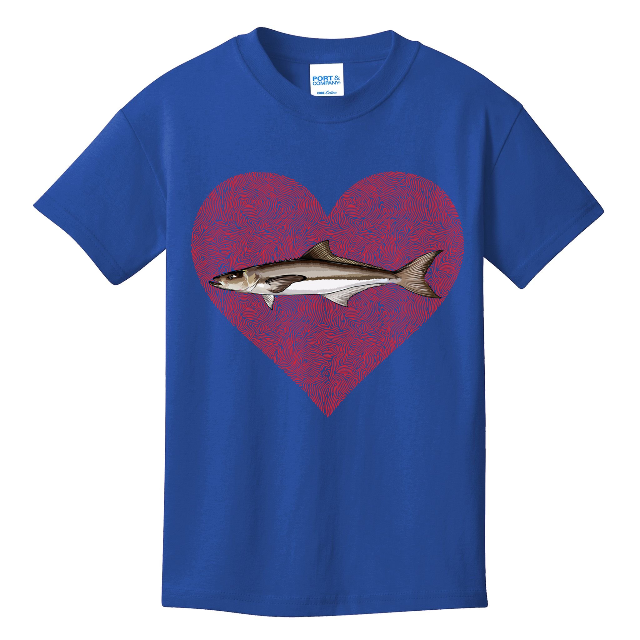 Cobia Valentines Day Fish Love Fingerprint Gift Kids T-Shirt