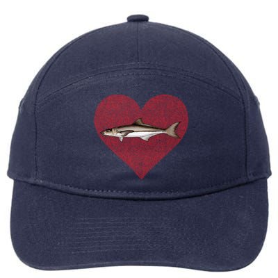 Cobia Valentines Day Fish Love Fingerprint Gift 7-Panel Snapback Hat