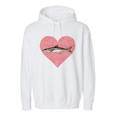 Cobia Valentines Day Fish Love Fingerprint Gift Garment-Dyed Fleece Hoodie