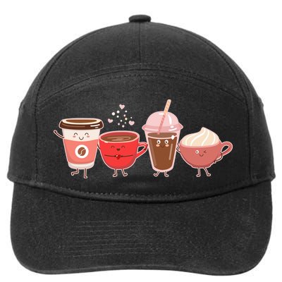 Cute Valentine Day Coffee Lover 7-Panel Snapback Hat