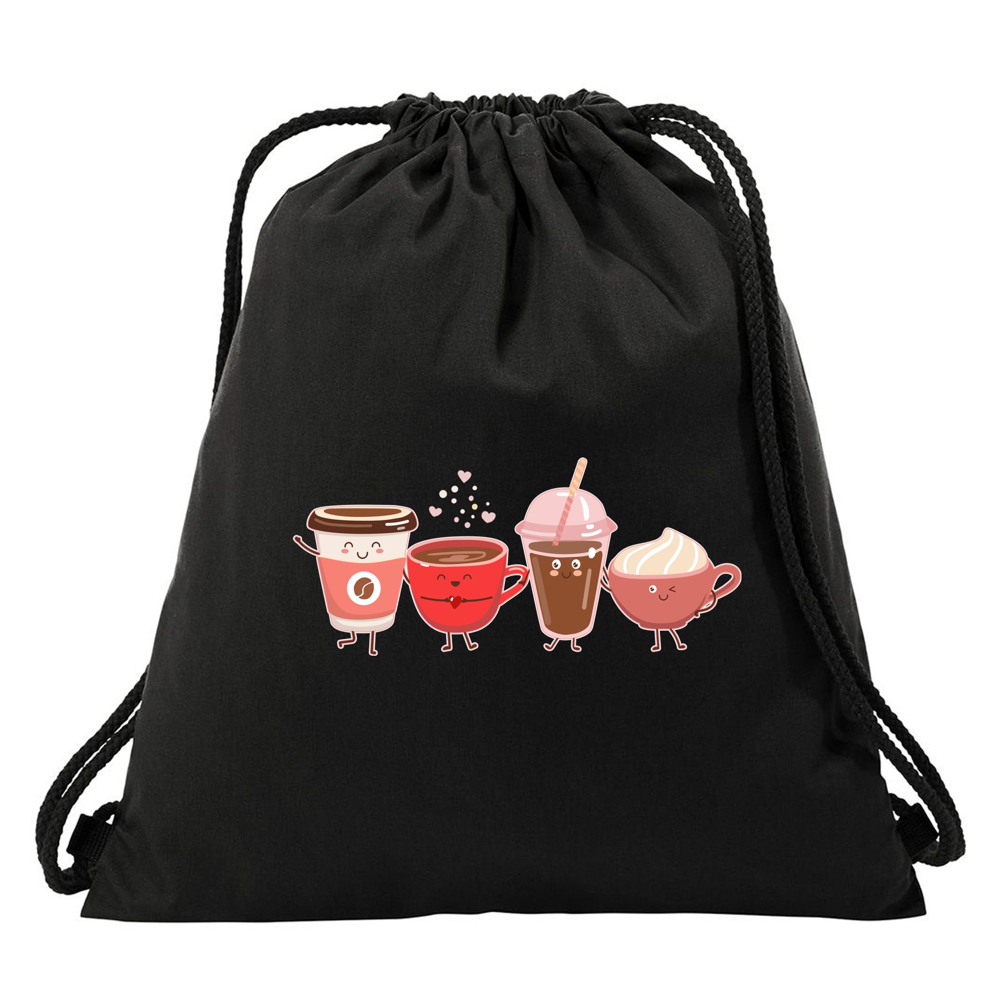 Cute Valentine Day Coffee Lover Drawstring Bag