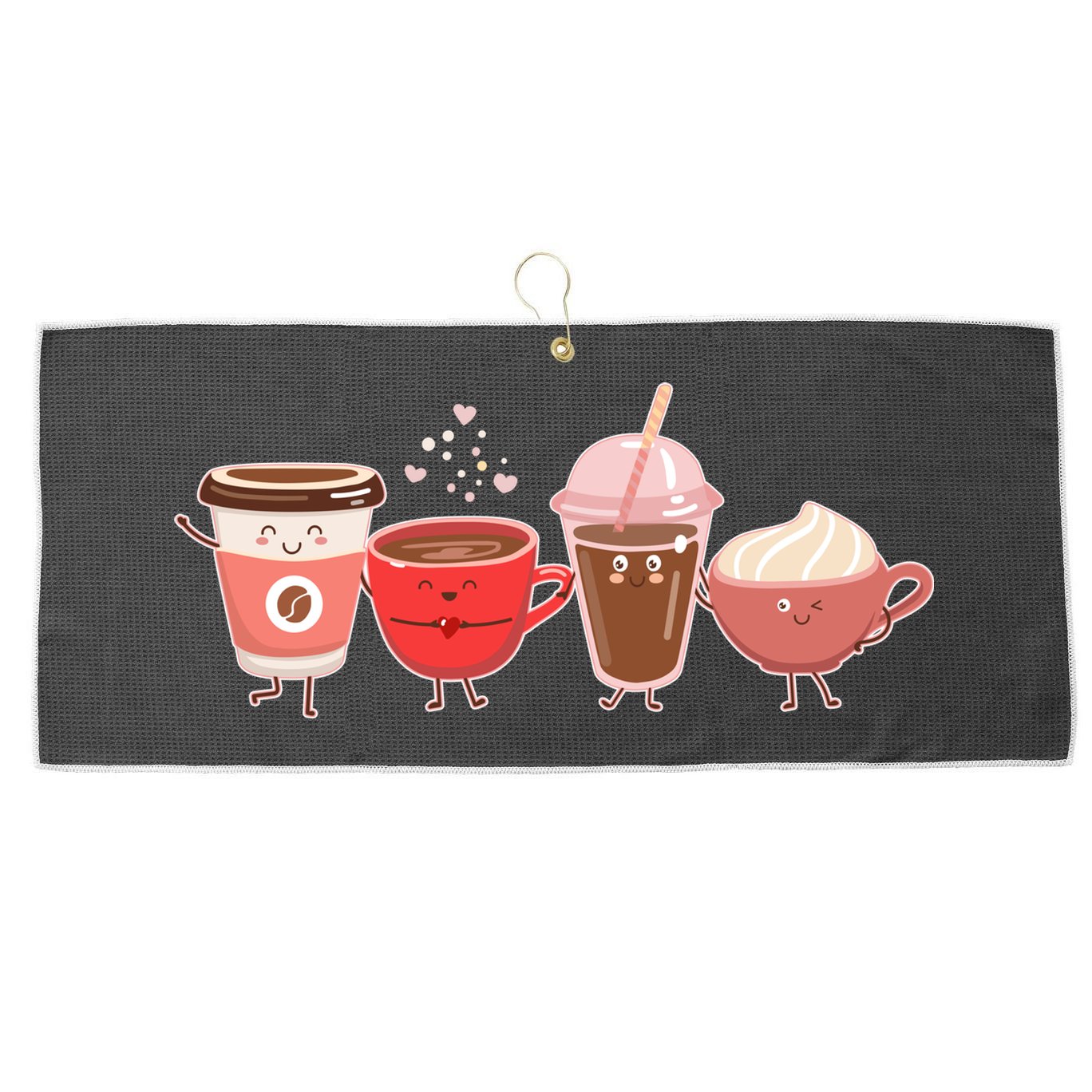 Cute Valentine Day Coffee Lover Large Microfiber Waffle Golf Towel