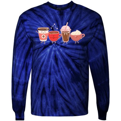 Cute Valentine Day Coffee Lover Tie-Dye Long Sleeve Shirt