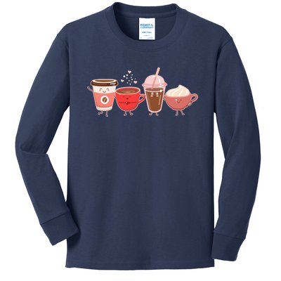 Cute Valentine Day Coffee Lover Kids Long Sleeve Shirt