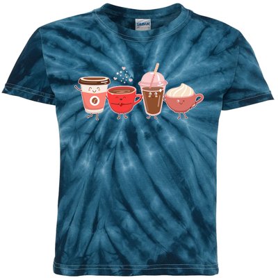 Cute Valentine Day Coffee Lover Kids Tie-Dye T-Shirt