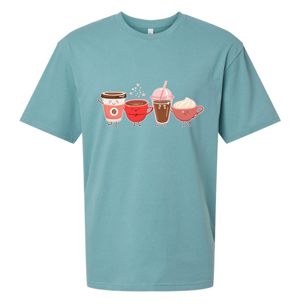 Cute Valentine Day Coffee Lover Sueded Cloud Jersey T-Shirt
