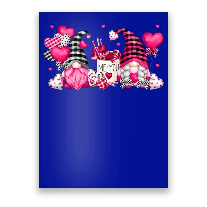 Cute Valentines Day Coffee Gnomes With Pink Heart Balloon Cool Gift Poster