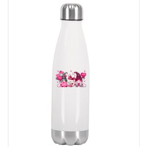 Cute Valentines Day Coffee Gnomes With Pink Heart Balloon Cool Gift Stainless Steel Insulated Water Bottle