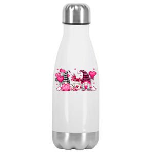 Cute Valentines Day Coffee Gnomes With Pink Heart Balloon Cool Gift Stainless Steel Insulated Water Bottle