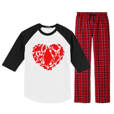 Cute Valentines Day Couple Heart Penguin Animals Lover Gift Raglan Sleeve Pajama Set