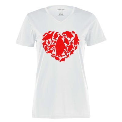 Cute Valentines Day Couple Heart Penguin Animals Lover Gift Women's Momentum V-Neck T-Shirt