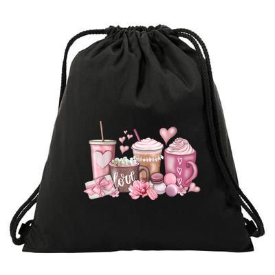 Coffee Valentines Day Lover Valentine Latte For Women Girll Drawstring Bag
