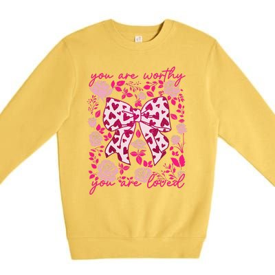 Checkered ValentineS Day Heart Coquette Bow Retro Valentine Premium Crewneck Sweatshirt