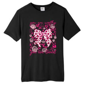 Checkered ValentineS Day Heart Coquette Bow Retro Valentine Tall Fusion ChromaSoft Performance T-Shirt