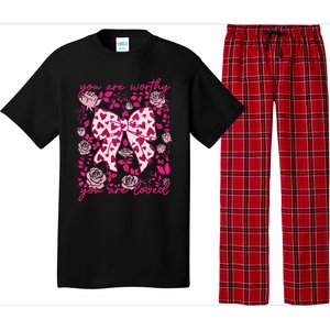 Checkered ValentineS Day Heart Coquette Bow Retro Valentine Pajama Set