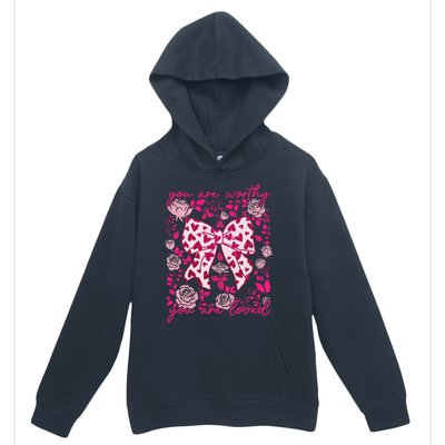 Checkered ValentineS Day Heart Coquette Bow Retro Valentine Urban Pullover Hoodie