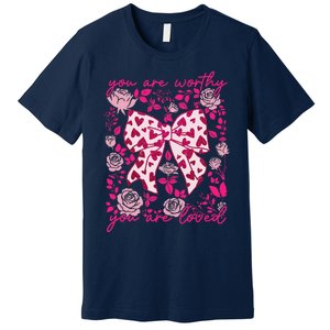 Checkered ValentineS Day Heart Coquette Bow Retro Valentine Premium T-Shirt