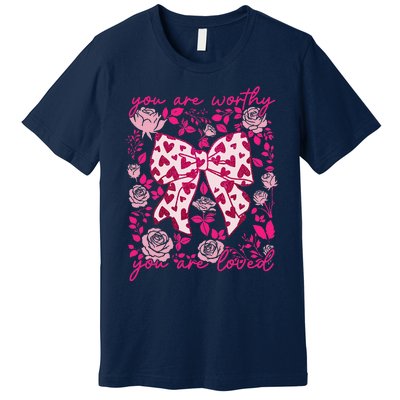 Checkered ValentineS Day Heart Coquette Bow Retro Valentine Premium T-Shirt