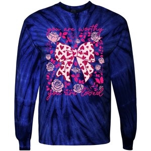 Checkered ValentineS Day Heart Coquette Bow Retro Valentine Tie-Dye Long Sleeve Shirt