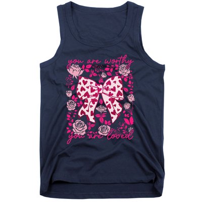 Checkered ValentineS Day Heart Coquette Bow Retro Valentine Tank Top