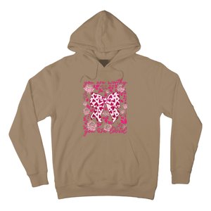 Checkered ValentineS Day Heart Coquette Bow Retro Valentine Hoodie