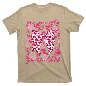 Checkered ValentineS Day Heart Coquette Bow Retro Valentine T-Shirt