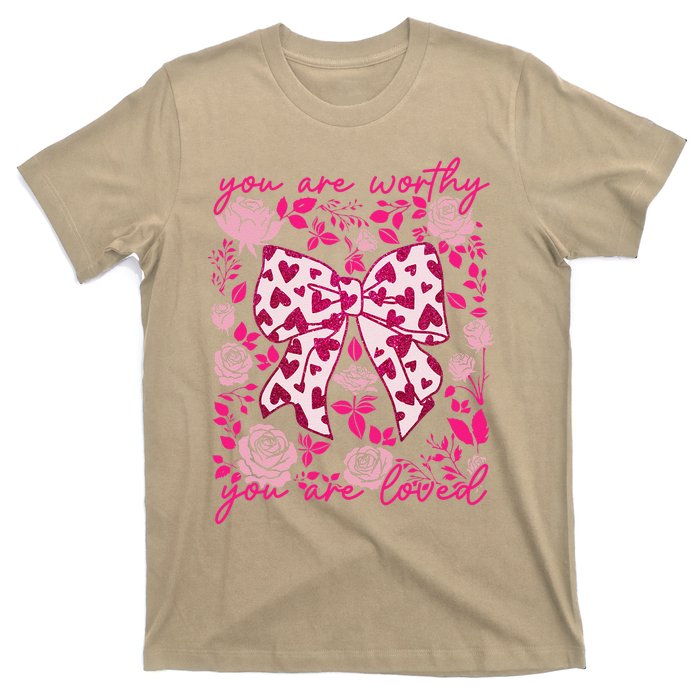 Checkered ValentineS Day Heart Coquette Bow Retro Valentine T-Shirt