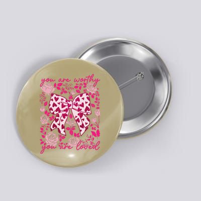 Checkered ValentineS Day Heart Coquette Bow Retro Valentine Button