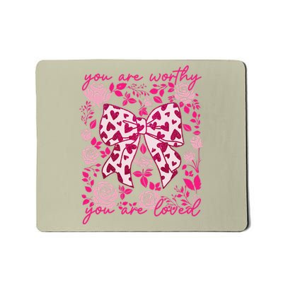 Checkered ValentineS Day Heart Coquette Bow Retro Valentine Mousepad