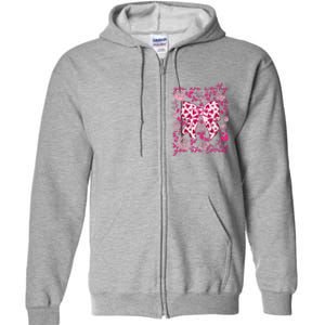 Checkered ValentineS Day Heart Coquette Bow Retro Valentine Full Zip Hoodie