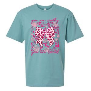 Checkered ValentineS Day Heart Coquette Bow Retro Valentine Sueded Cloud Jersey T-Shirt