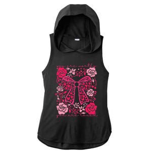 Checkered ValentineS Day Heart Coquette Bow Retro Valentine Ladies PosiCharge Tri-Blend Wicking Draft Hoodie Tank