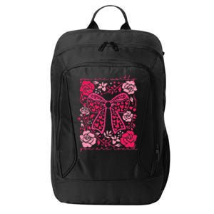 Checkered ValentineS Day Heart Coquette Bow Retro Valentine City Backpack