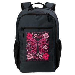 Checkered ValentineS Day Heart Coquette Bow Retro Valentine Daily Commute Backpack