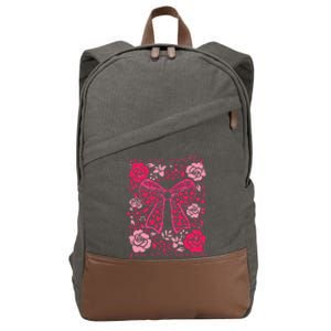 Checkered ValentineS Day Heart Coquette Bow Retro Valentine Cotton Canvas Backpack