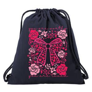 Checkered ValentineS Day Heart Coquette Bow Retro Valentine Drawstring Bag