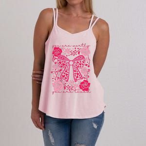 Checkered ValentineS Day Heart Coquette Bow Retro Valentine Women's Strappy Tank