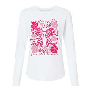 Checkered ValentineS Day Heart Coquette Bow Retro Valentine Womens Cotton Relaxed Long Sleeve T-Shirt